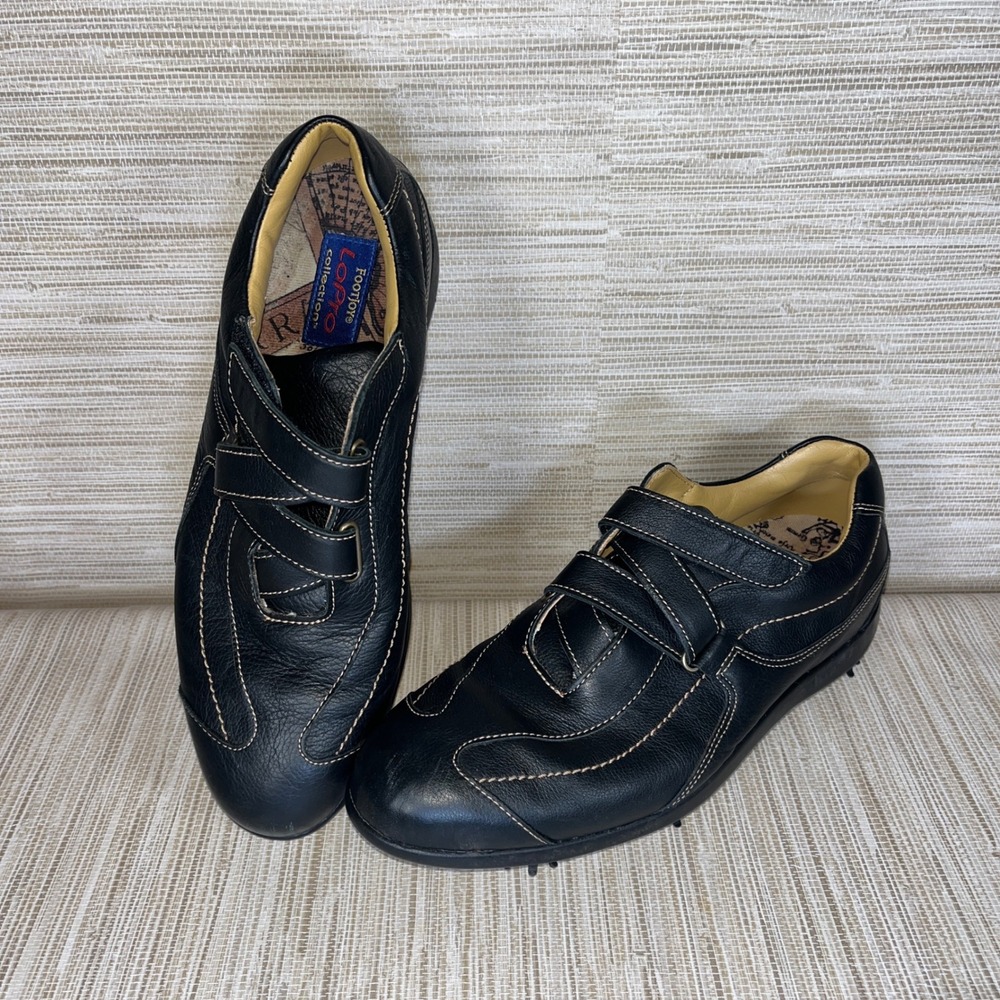 FootJoy LoPro Collection Mens 9.5 M Black Leather Golf Shoes 97162 Spiked Straps